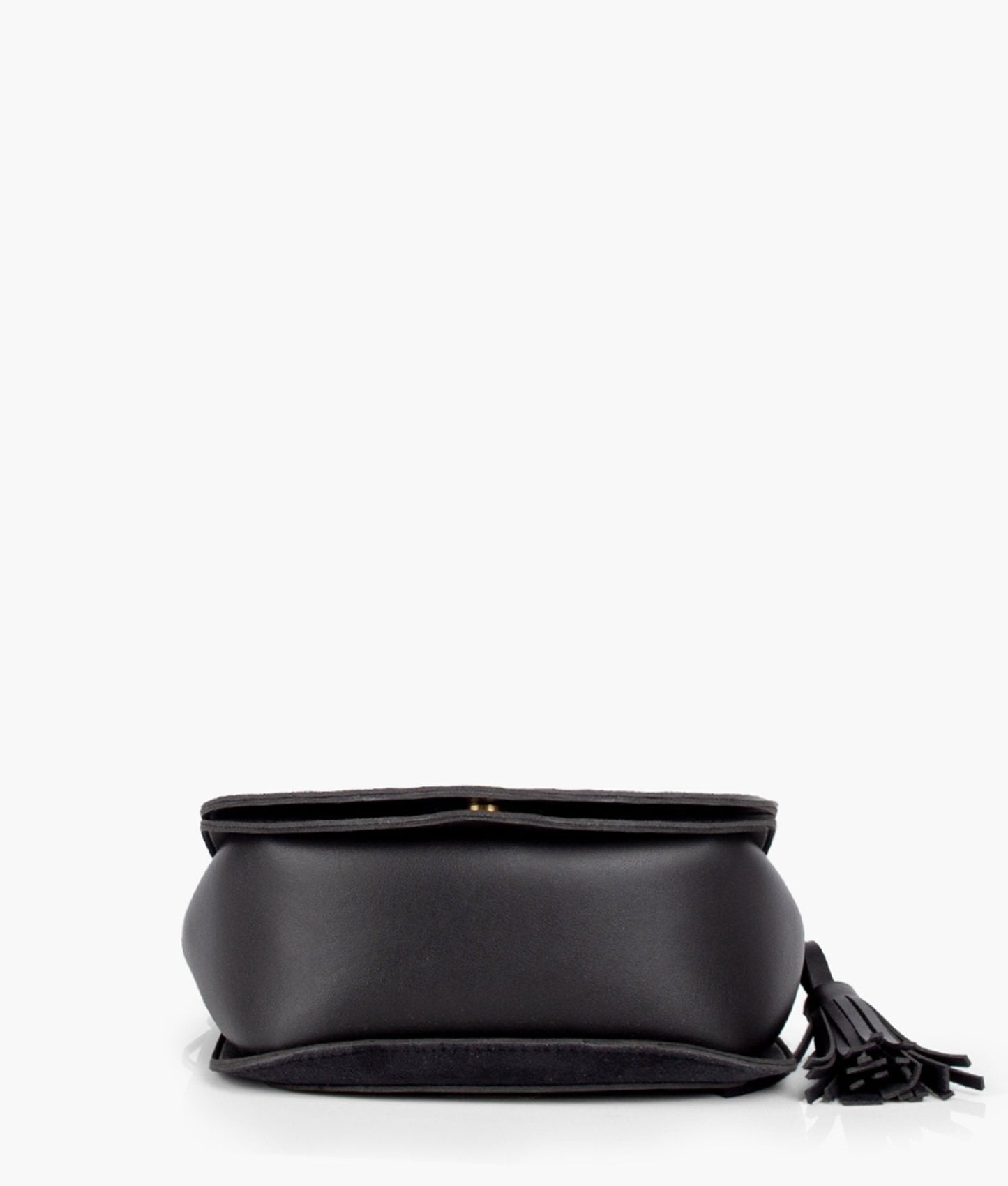 Black suede foldover saddle bag