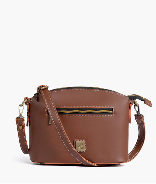 Brown dome cross-body bag