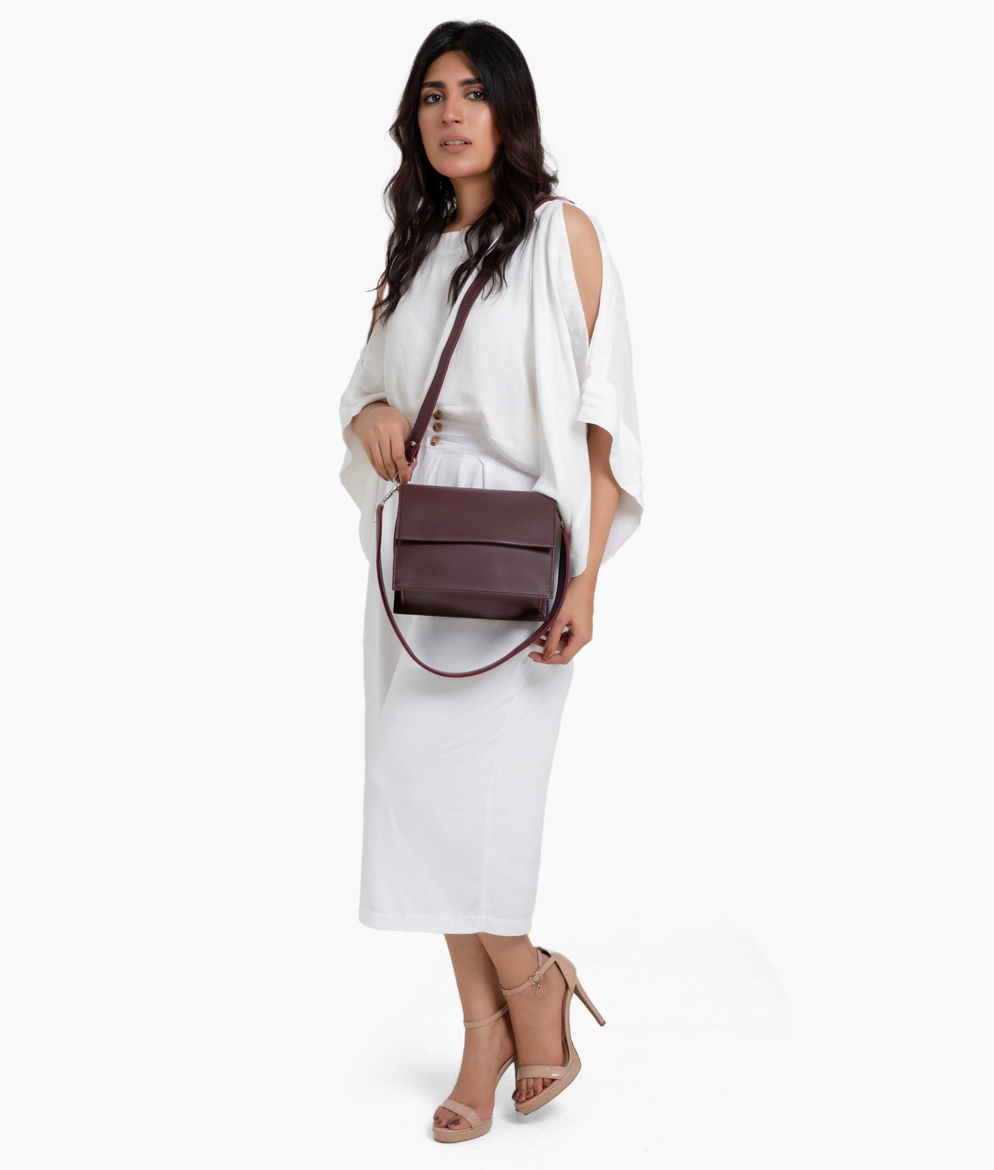 Burgundy mini cross-body bag