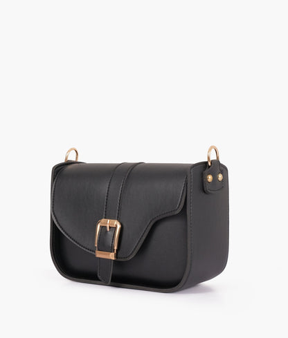 Black saddle buckle bag