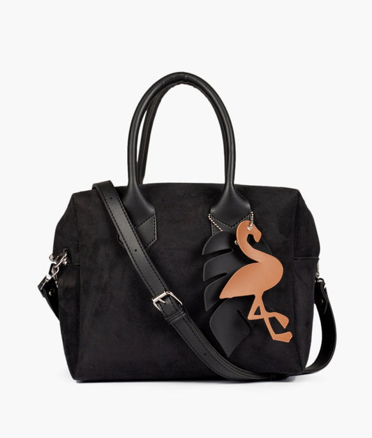 Black suede mini bowling bag