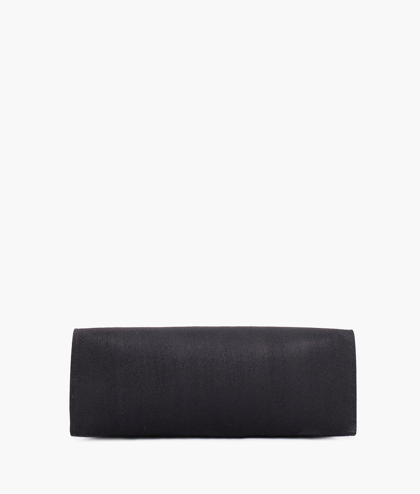 Black suede zipper shoulder bag with long handle