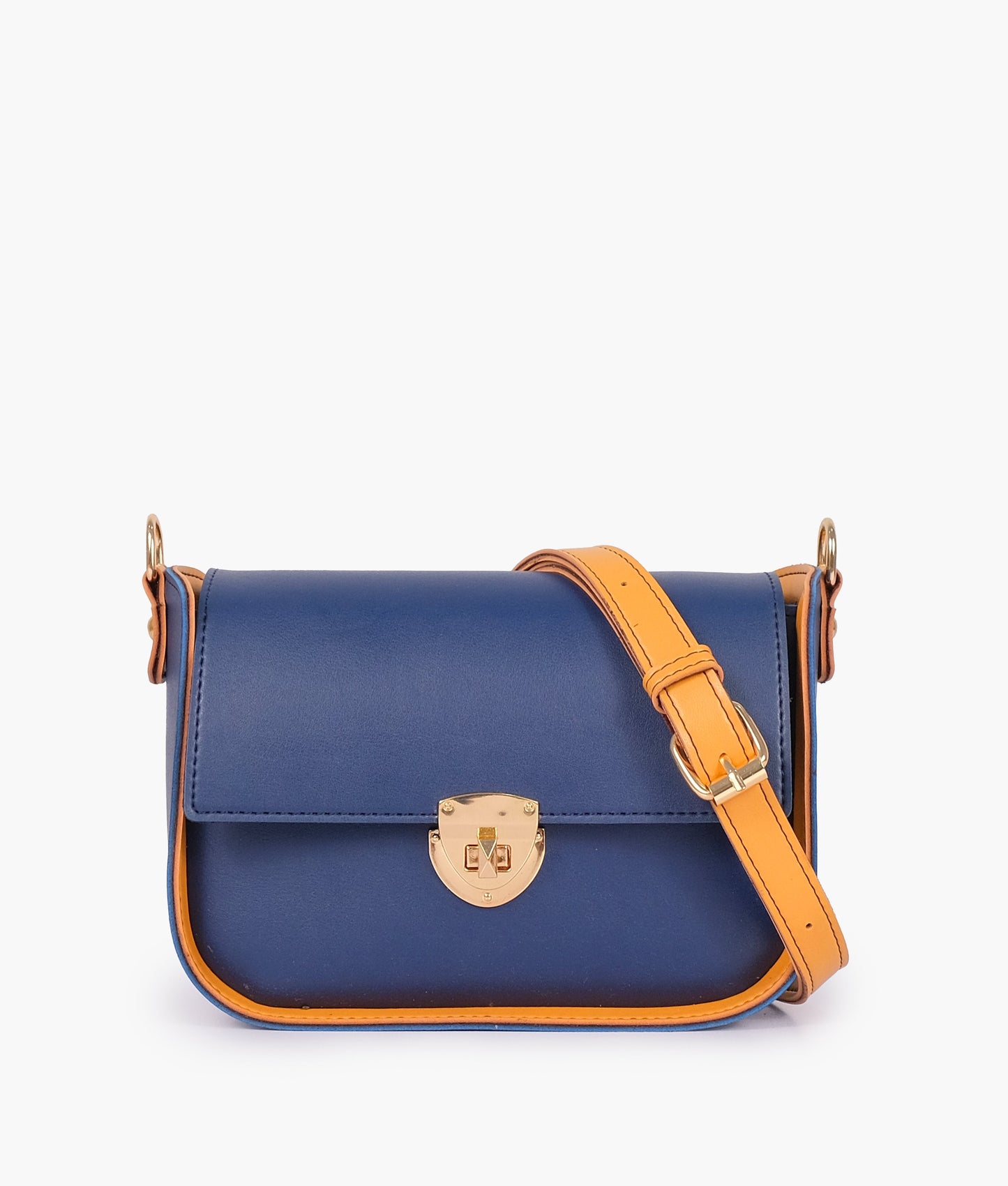 Blue saddle bag with twist lock