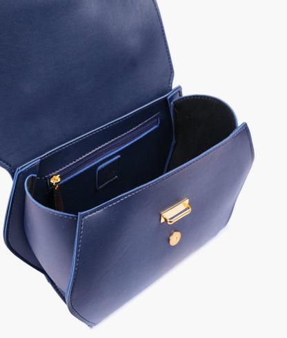 Blue top-handle hexagon bag