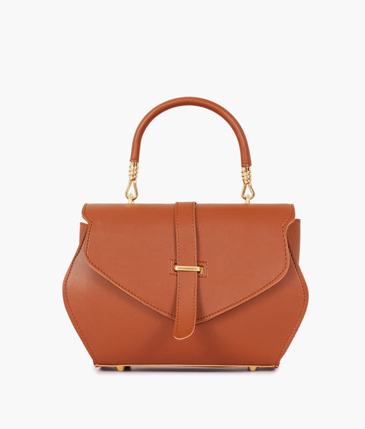 Brown top-handle hexagon bag