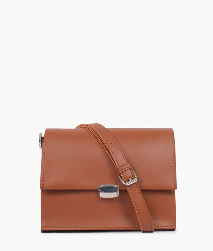 Brown top-handle mini cross-body bag