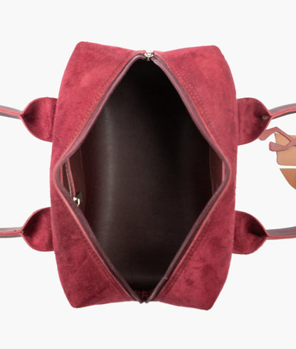 Burgundy suede mini bowling bag