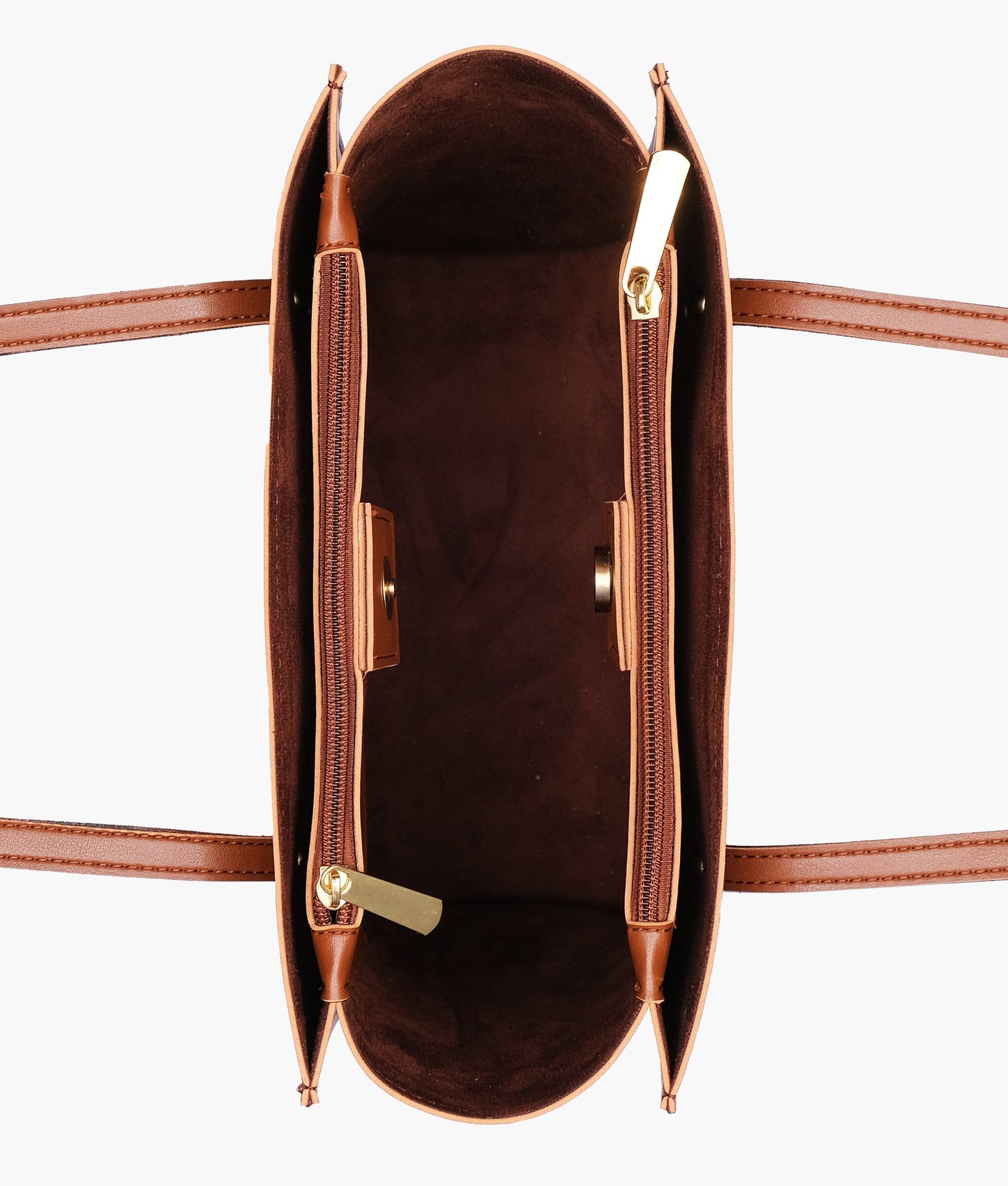 Brown zipper shoulder bag with long handle